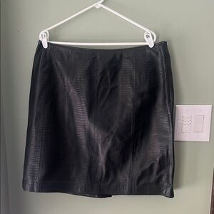 Ralph Lauren Black Croc-Embossed Midi Skirt